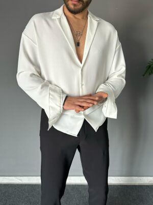 Oxford Kumaş Oversize Beyaz Gömlek