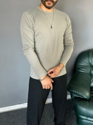 İnci Fitilli Bisiklet Yakalı Çağla Yeşil Sweat