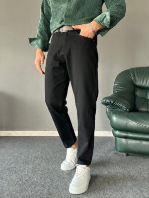 Mat Siyah Boyfriend Kalıp Kemerli Jean