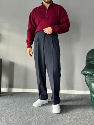 Baggy Kalıp Pileli Lacivert PREMIUM Pantolon