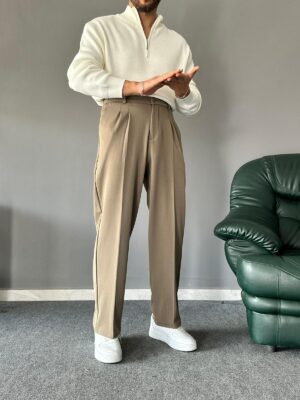 Baggy Kalıp Pileli Haki PREMIUM Pantolon