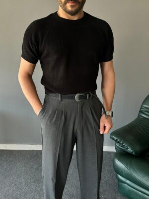 Reglan Kol Detaylı Siyah Pamuk Triko