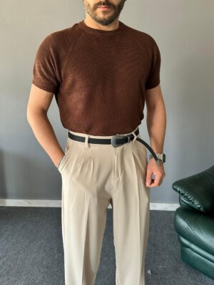 Reglan Kol Detaylı Kahve Pamuk Triko