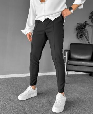 Paraşüt Kumaş Çimalı Siyah Fermuar Paça Jogger