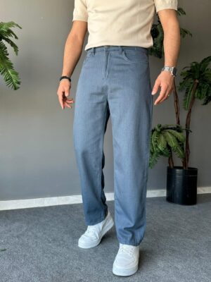 Basic Baggy Kalıp Mavi Örme Jean