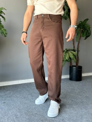 Basic Baggy Kalıp Kahve Örme Jean