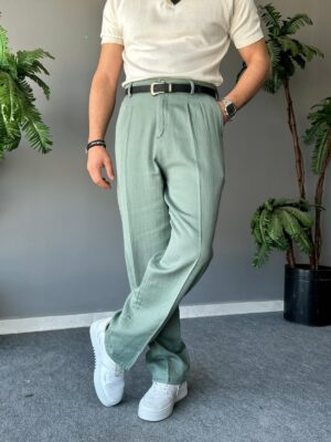 Kemerli Müslin Kumaş Mint Baggy Pantolon