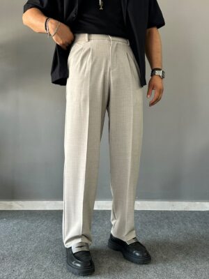 Çizgili Lastik Bel Yarı Baggy Taş Premium Pantolon