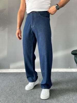 Baggy Fit Kalıp Lacivert Yıkamalı Jean