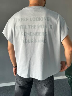 Yarasa Kol Boxi Fit Gri Oversiz Tshirt